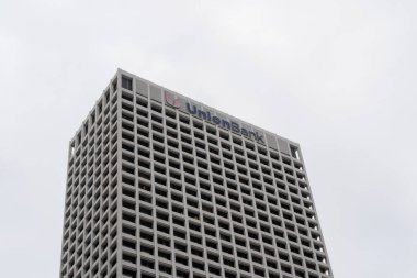 Los Angeles, CA, USA - May 28, 2023: Union Bank Plaza in Los Angeles, CA, USA. Union Bank Plaza is a 40-story office skyscraper in Downtown Los Angeles. clipart