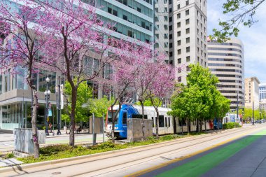 Salt Lake City, Utah, ABD - 12 Mayıs 2023: Salt Lake City şehir merkezi, Utah, ABD.