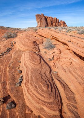 Yangın Vadisi 'ndeki Ateş Dalgası manzarası Eyalet Parkı, Nevada, ABD