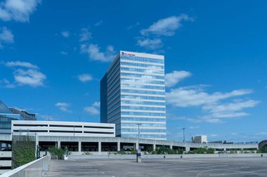 Houston, Teksas, ABD - 14 Nisan 2024: Houston, Teksas 'taki Air Liquide ABD karargahı. Air Liquide S.A. sanayi gazları ve hizmetleri sağlayan çok uluslu bir Fransız şirketidir..