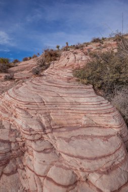NEVADA, ABD - 22 Aralık 2017: Nevada, ABD 'deki Red rock kanyonu Ulusal Koruma Alanı' ndaki Renkli Kayalar.
