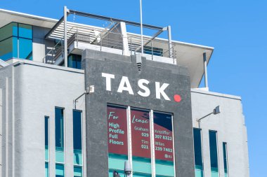 Auckland, NZ - 30 Ocak 2024: Auckland, Yeni Zelanda 'daki TASK ofisi. TASKs uçtan uca bulut tabanlı platformu müşterilerin müşteri deneyimlerini geliştirmelerine yardımcı olur.