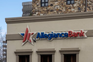 Houston, TX, ABD - 15 Şubat 2022: Houston, TX, ABD 'de bir Allegiance Bank şubesi. Sadakat Bankası tam hizmet veren bir Houston halk bankasıdır..