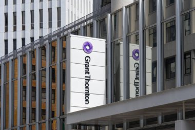 Wellington, NZ - 11 Şubat 2024: Wellington, Yeni Zelanda 'daki Grant Thornton ofisi. Grant Thornton bağımsız muhasebe ve danışmanlık şirketlerinden oluşan profesyonel bir hizmet ağıdır..