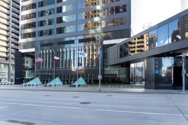 Houston, Teksas, ABD - 27 Şubat 2022: Houston, Teksas 'taki CenterPoint Enerji Merkezi. CenterPoint Energy, Inc. bir Amerikan elektrik ve doğalgaz şirketidir..