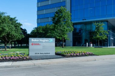 Houston, Teksas, ABD - 14 Nisan 2024: Baker Hughes merkezi Houston, Teksas, ABD. Baker Hughes Şirketi bir Amerikan enerji şirketi..