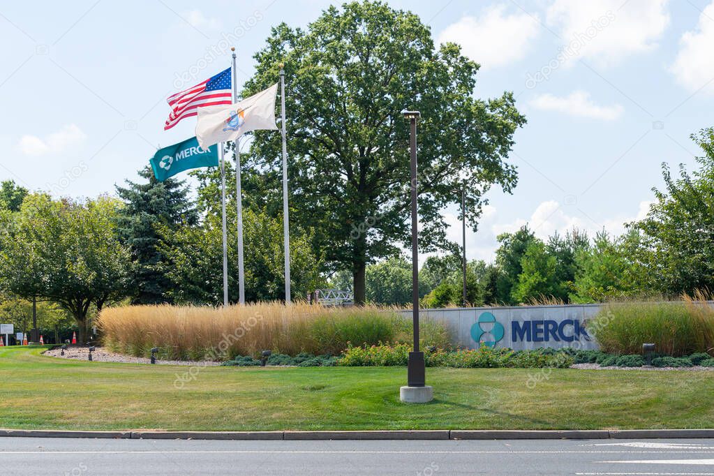 Kenilworth, New Jersey, USA - August 23, 2022: Merck facility in Kenilworth, New Jersey, USA. Merck Co. is an American pharmaceutical company.