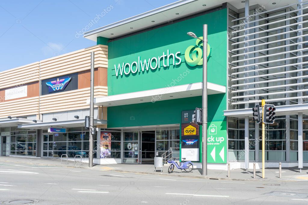 Wellington, New Zealand - February 10, 2024: A Woolworths supermarket in Wellington, New Zealand. Woolworths Supermarkets is an Australian chain of supermarkets and grocery stores.