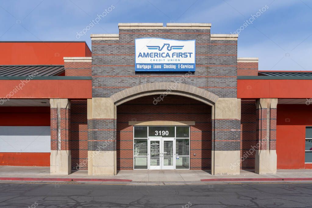 An America First Credit Union branch in Salt Lake City, Utah, USA, on may 12, 2023.