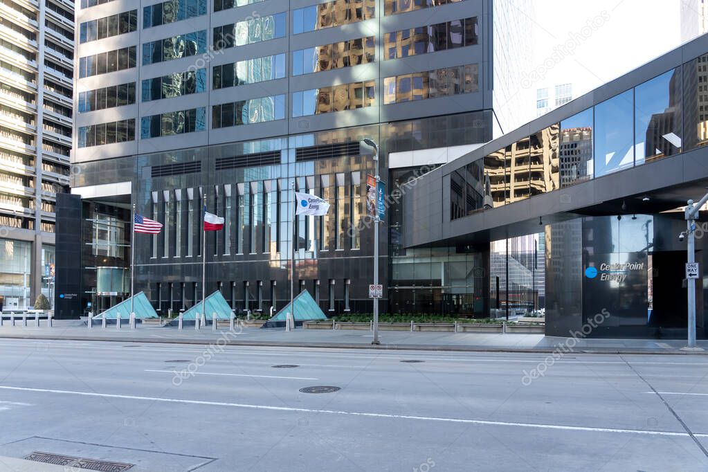 Houston, Texas, USA - February 27, 2022: CenterPoint Energy headquarters in Houston, Texas, USA. CenterPoint Energy, Inc. is an American electric and natural gas company.