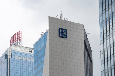 Jakarta, Endonezya - 12 Mayıs 2023: Endonezya 'daki BRI (PT Bank Rakyat Endonezya) Karargahı.
