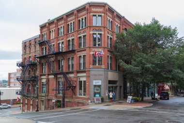 SAINT JOHN, NB, CANADA - 8 Ağustos 2017: Saint John 'daki Miras Binaları, Yeni Brunswick, Kanada, Fundy Körfezi' nin liman şehri, 1604 yılında kuruldu..