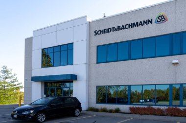 Cambridge, On, Kanada - 17 Ekim 2020: Scheidt ve Bachmann Kanada ofisi Cambridge, Ontario, Kanada. Scheidt ve Bachmann Kanada pazarları Fare Tahsilat Sistemleri ve Park Çözümleri.