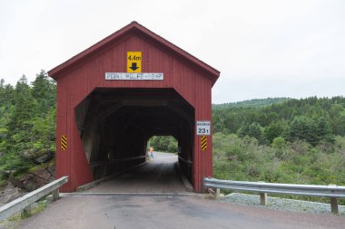 NEW BRUNSWICK, CANADA - 5 Ağustos 2017: Point Wolfe Fundy National Park, New Brunswick, Kanada 'daki köprüyü kapsadı. 1992 yılında inşa edilen bu köprü 29 m (94 ft) uzunluğundadır..