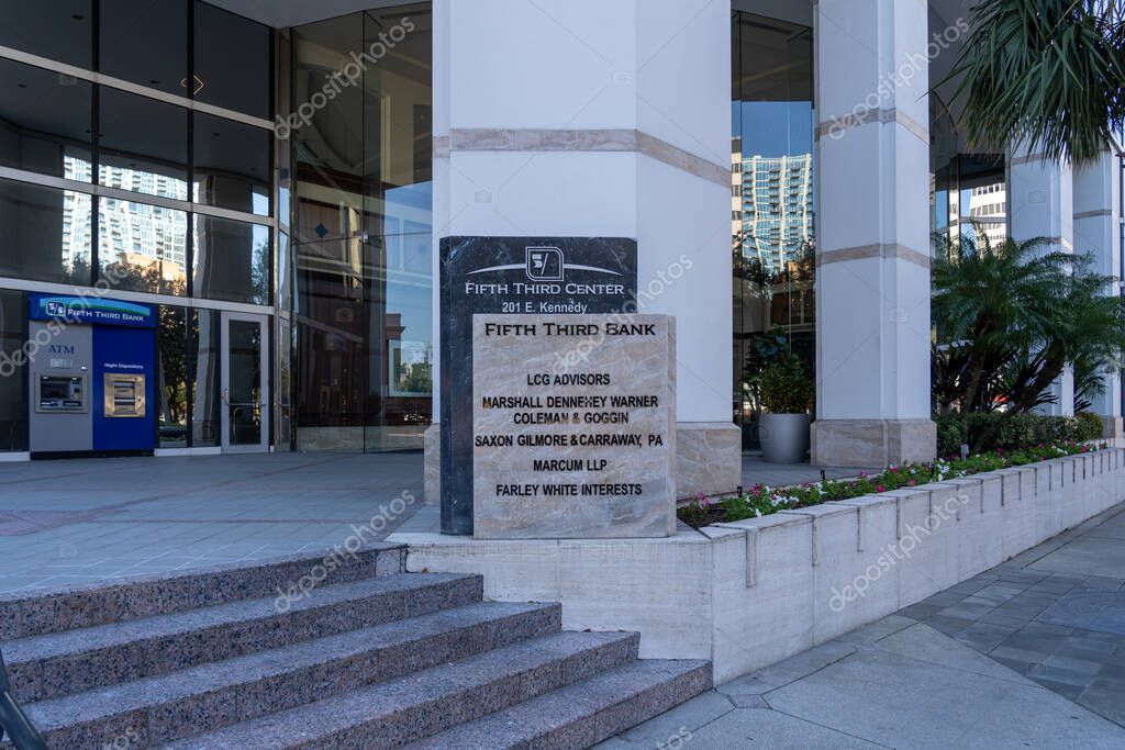 Tampa, FL, USA - January 8, 2022: The Fifth Third Center in Tampa, FL, USA. Fifth Third Bank, the principal subsidiary of Fifth Third Bancorp is an American bank holding company.