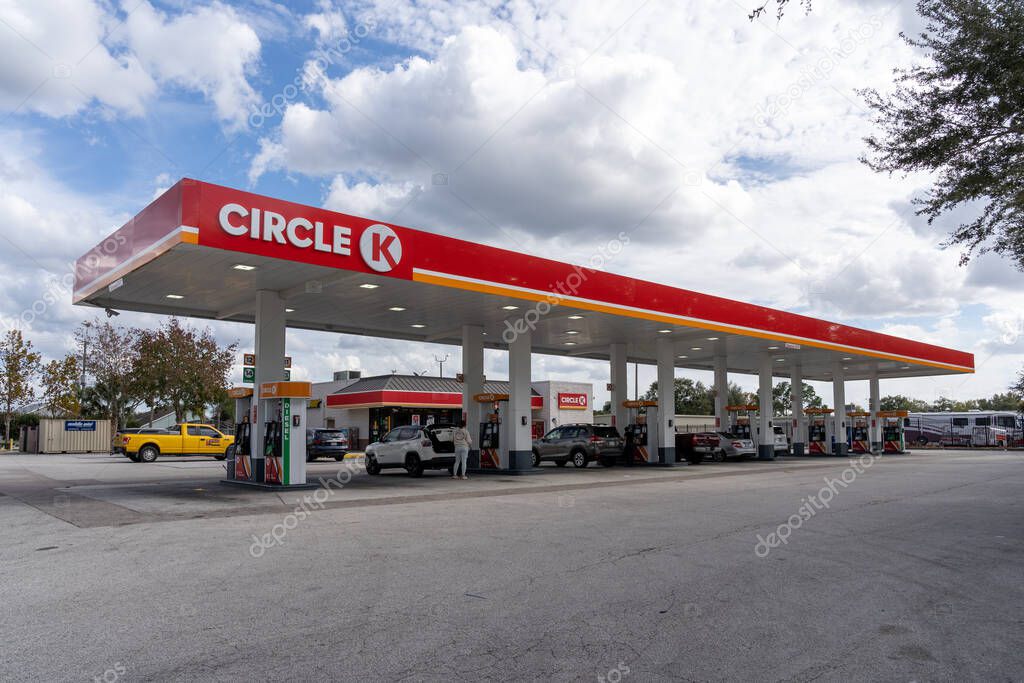 Orlando, Florida, USA - January 12, 2022: A Circle K gas station with convenience store in Orlando, Florida, USA. Circle K is a convenience store and gas station chain.