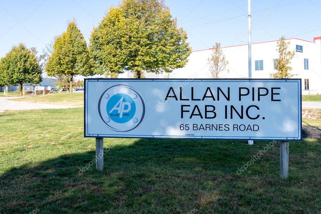 Cambridge, On, Canada - October 17, 2020: Allan Pipe Fab headquarters in Cambridge, On, Canada. Allan Pipe Fab Inc. manufactures wireless communication towers and structural steel components.