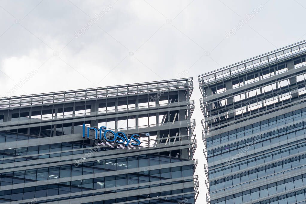 Taguig, Metro Manila, Philippines - February 13, 2025: Infosys office in Taguig, Metro Manila, Philippines. Infosys Limited is an Indian multinational technology company.