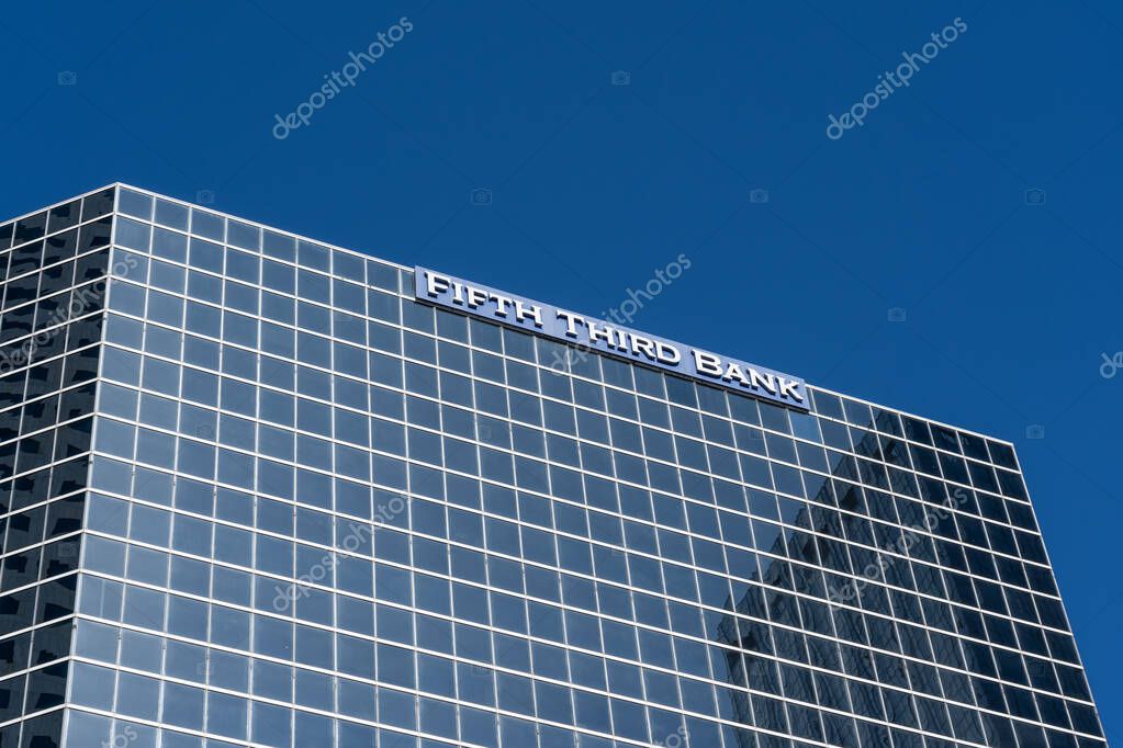 Tampa, FL, USA - January 8, 2022: The Fifth Third Bank office building in Tampa, FL, USA. Fifth Third Bank, the principal subsidiary of Fifth Third Bancorp is an American bank holding company.