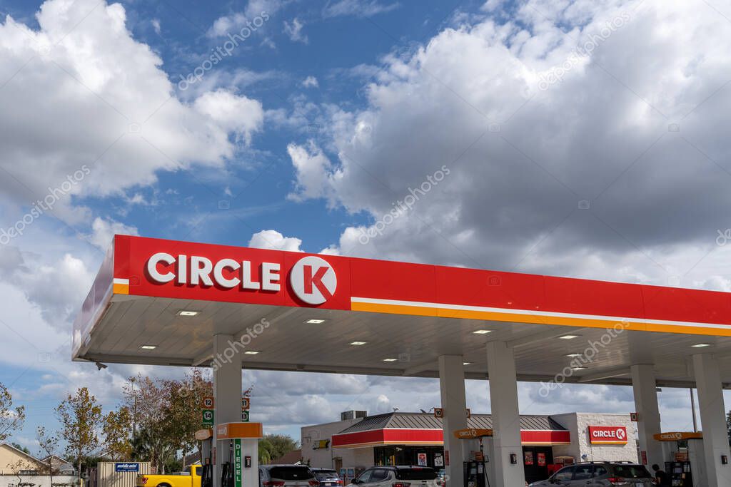 Orlando, Florida, USA - January 12, 2022: A Circle K gas station with convenience store in Orlando, Florida, USA. Circle K is a convenience store and gas station chain.