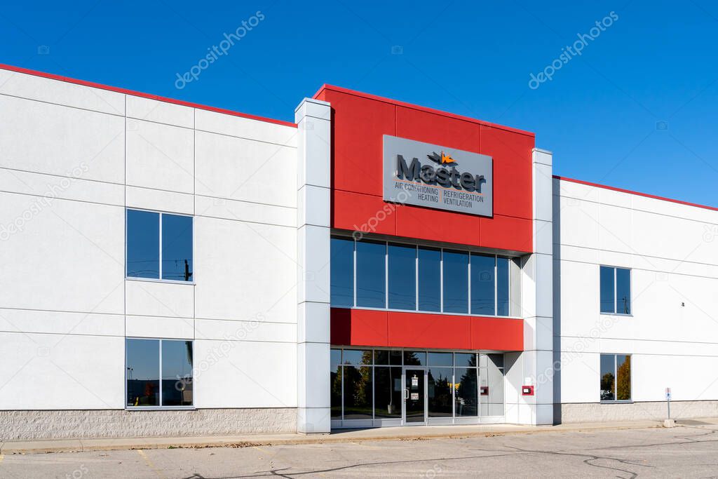 Cambridge, On, Canada - October 17, 2020: Master office building in Cambridge, On, Canada. The Master Group is the largest independent HVAC-R distributor in Canada.