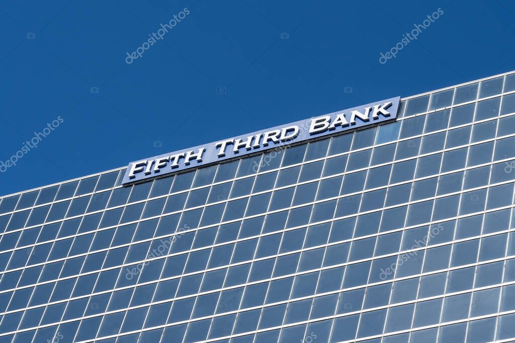 Tampa, FL, USA - January 8, 2022: The Fifth Third Bank office building in Tampa, FL, USA. Fifth Third Bank, the principal subsidiary of Fifth Third Bancorp is an American bank holding company.
