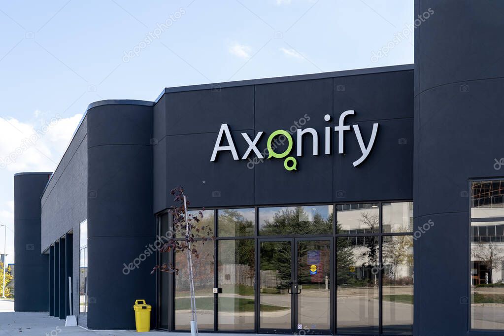 Waterloo, On, Canada - October 17, 2020: Axonify head office in Waterloo, On, Canada. Axonify is a software company provides elearning software, interval reinforcement solutions, and gamified learning