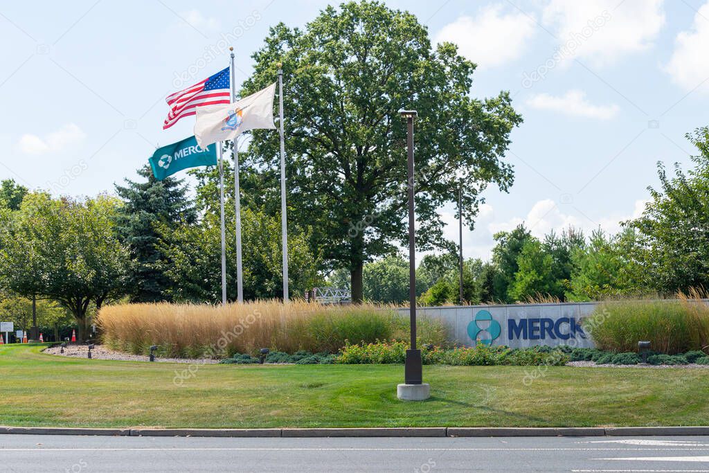 Kenilworth, New Jersey, USA - August 23, 2022: Merck facility in Kenilworth, New Jersey, USA. Merck Co. is an American pharmaceutical company.