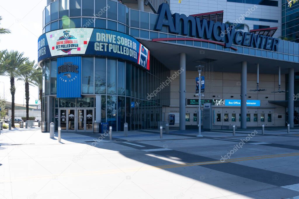 Orlando, Florida, USA - January 20, 2022: Amway Center in Orlando, Florida, USA. Amway Center is an indoor arena located in Downtown Orlando.