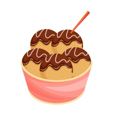 Kremalı ve karamel kaplı çikolatalı pasta. vektör illüstrasyonu