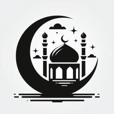 ay camii silueti ve yıldız vektör simgesi