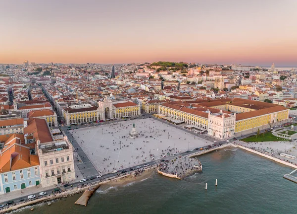 Handelstorget Lissabon Portugal Palace Yard Kungliga Slottet Ribeira Drönarens Synvinkel — Stockfoto