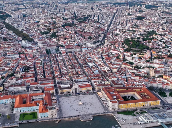 Kereskedelmi Tér Lisszabonban Portugáliában Palace Yard Ribeira Királyi Palotája Drónnézőpont — Stock Fotó