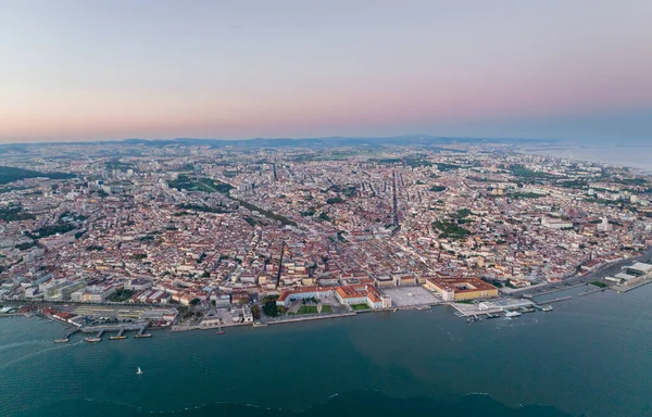 Lisbon Skyline Och Cityscape Tagus River Förgrunden Centrum Och Gamla — Stockfoto