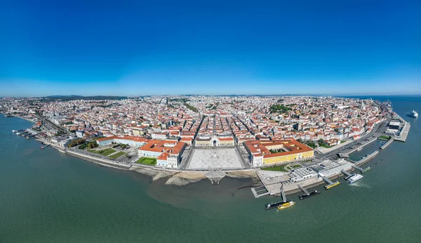Lisbon Skyline Och Cityscape Tagus River Förgrunden Centrum Och Gamla — Stockfoto