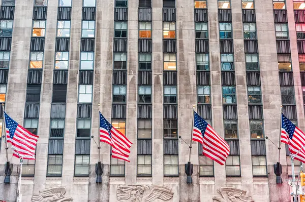 Waving Usa National Flags Nyc Manhattan Usa — Stock Photo, Image