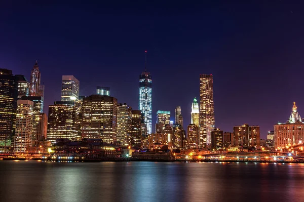 Nyc Nocy Długa Ekspozycja Nowy Jork Stany Zjednoczone — Zdjęcie stockowe