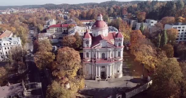 Church Sts Peter Paul Vilnius Lithuania Aerial View Drone Autumn — Vídeo de Stock