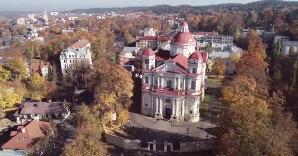 Church Sts Peter Paul Vilnius Lithuania Aerial View Drone Autumn — Stock video
