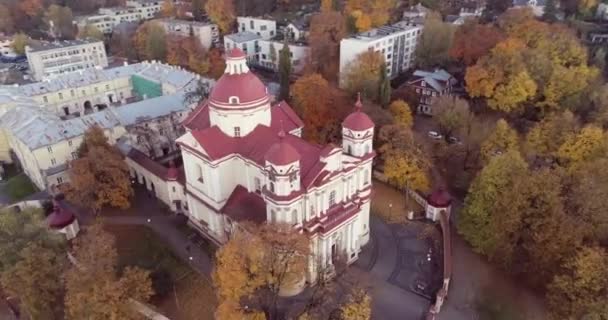 Церква Петро Павло Вільнюсі Литва Вид Повітря Дрони Походження Осені — стокове відео