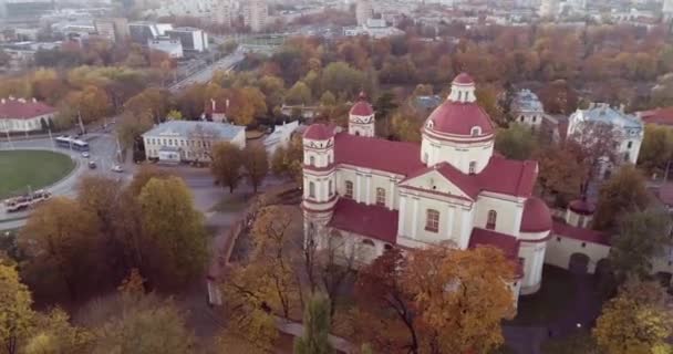 Church Sts Peter Paul Vilnius Lithuania Aerial View Drone Autumn — Vídeos de Stock