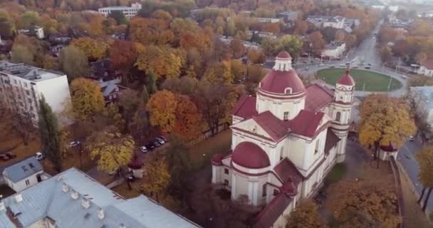 Church Sts Peter Paul Vilnius Lithuania Aerial View Drone Autumn — Stock videók