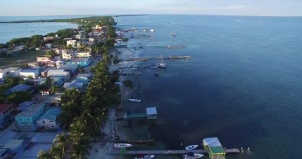 Caye Caulker Island Caribbean Sea Belize Drone Point View — Stock Video