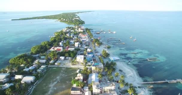 Caye Caulker Island Caribbean Sea Belize Drone Point View — Video