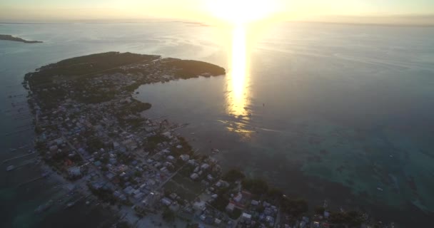 加勒比海的Caye Caulker岛 伯利兹 Drone的观点 — 图库视频影像