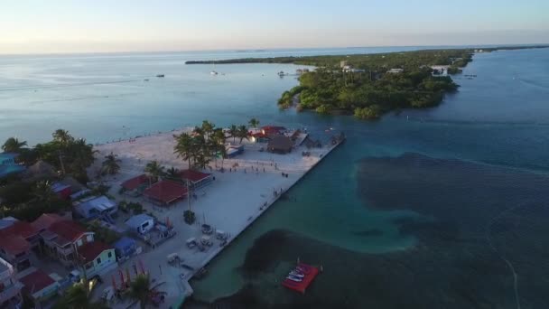 Caye Caulker Island Caribbean Sea Belize Drone Point View — Vídeo de stock