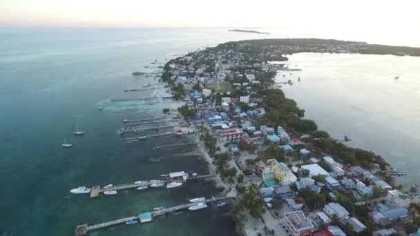 Caye Caulker Island Caribbean Sea Belize Drone Point View — Video