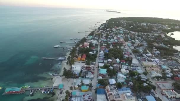 Caye Caulker Island Caribbean Sea Belize Drone Point View — Stock Video