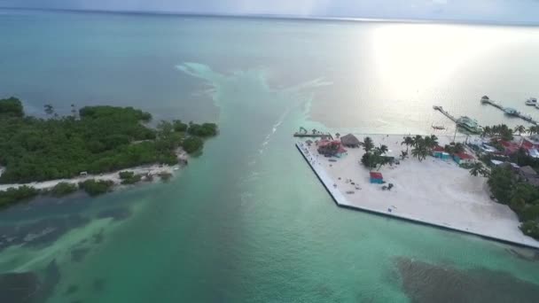 Caye Caulker Island Caribbean Sea Belize Drone Point View — Stockvideo