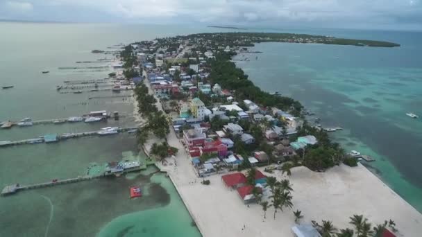Caye Caulker Island Caribbean Sea Belize Drone Point View — Vídeo de Stock